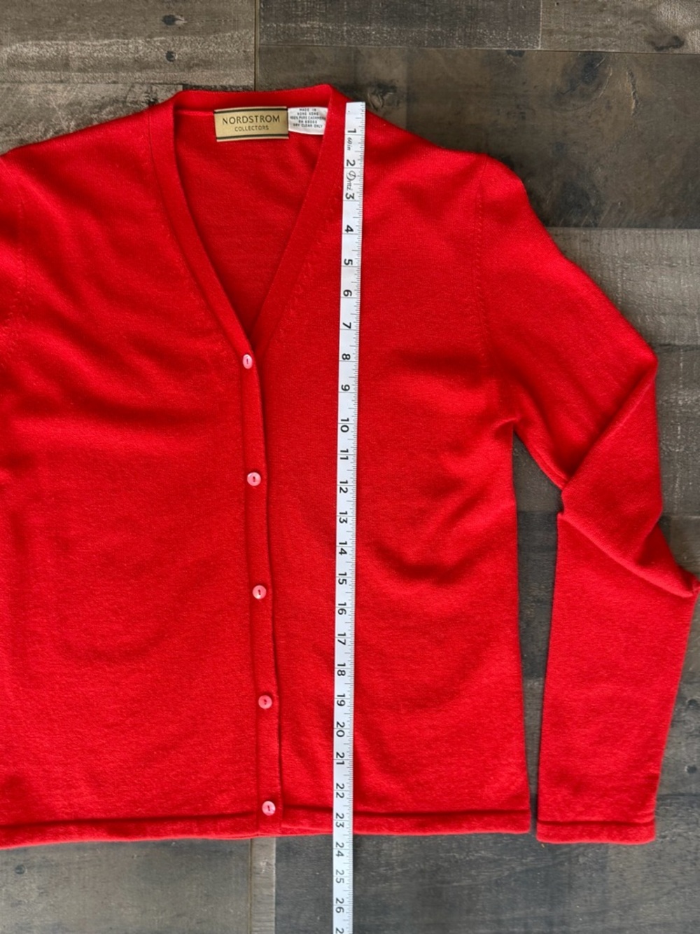 Nordstrom Collectors 100% Cashmere Red Cardigan Sweater Medium - Picture 7 of 8